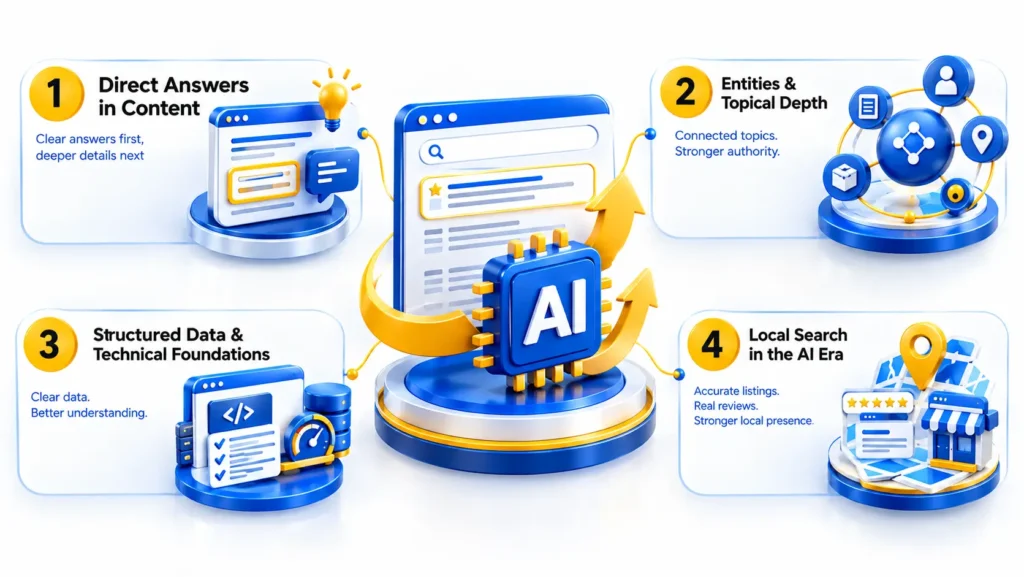 How Will AI Change SEO in 2027? Explore AI Search, Topical Depth, Structured Data, Technical SEO, and Local Search.