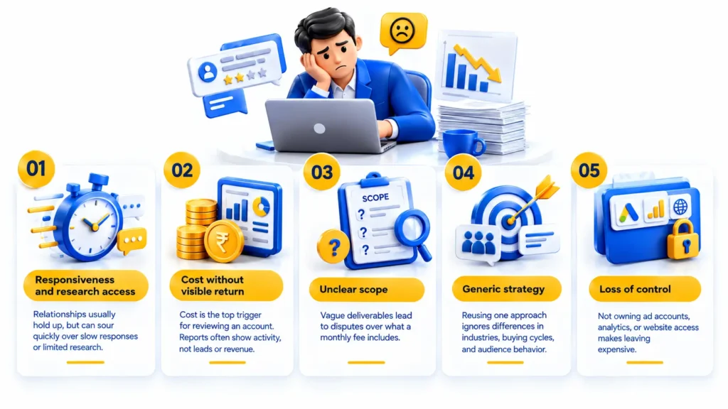 What Businesses Think About Digital Marketing Agencies in Dubai: Common Concerns About Agency Costs, Communication, Strategy, Transparency, and Client Control.